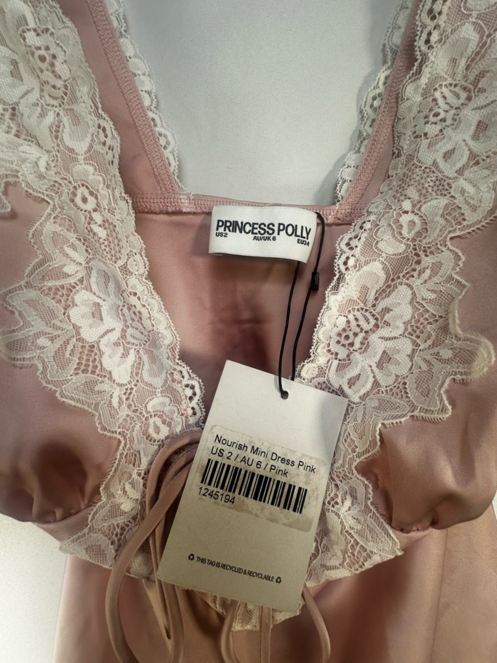Princess Polly Satin Lace-Trim Dress in Blush Pink - Picture 4 of 5
